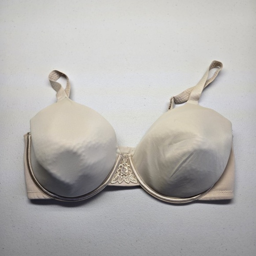 Vanity Fair Women Bra 36DD Beige T Shirt Underwired Lace Strap Lightly Lined